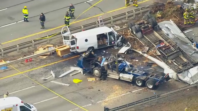 When a Tractor Trailer He Was Driving Crashed From an Overpass Onto a Van Below, Killing the Truck Driver Inside.