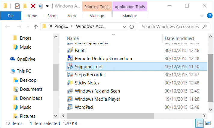 Snipping Tool Shortcut